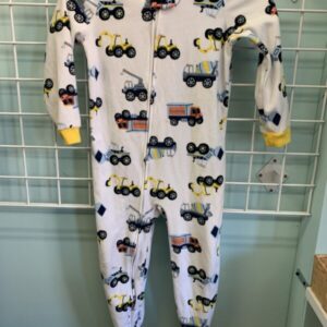 Size 5T - White Construction Sleeper