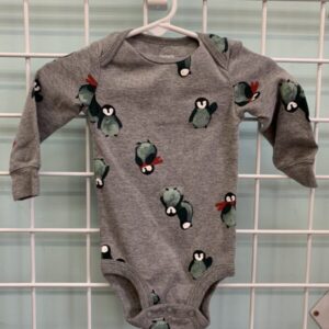 Size 06 Month - Grey Penguin Onesie