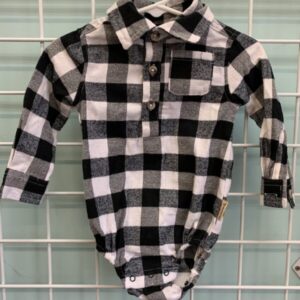 Size 06/09 Month - Black/White  Onesie
