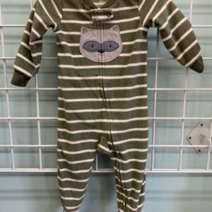 Size 09 Month - Green/White Racoon Fleece Sleeper