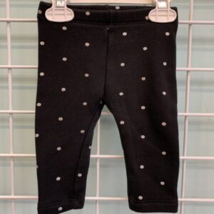 Size 12/18 Month - Black/Silver Polka Dot Lined Legging