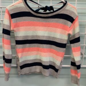Size 8 - Pink/Grey/Green Striped Sweater