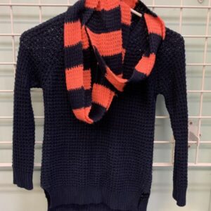 Size 7 - Blue/Orange Sweater & Scarf Set