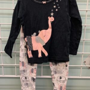 Size 3T - Black Elephant PJ Set