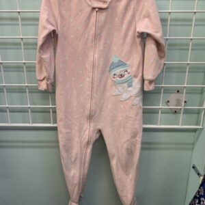 Size 3T - Pink/White Seal Fleece Sleeper