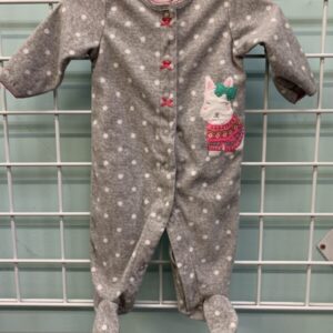 Size 03 Month - Grey Dog Fleece Sleeper