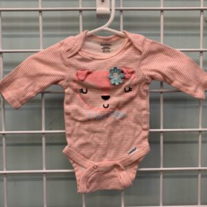 Size 00 Newborn - Pink/White Fox Onesie