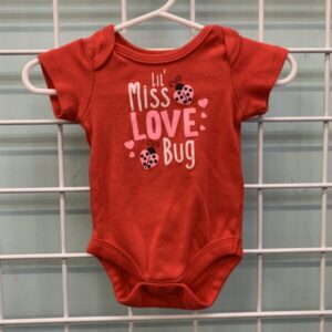 Size 00 Newborn - Red Lil' Miss Love Bug Onesie