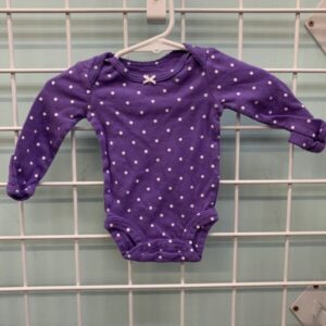 Size 00 Newborn - Purple Polka Dot Onesie