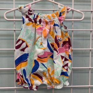 Size 00 Newborn - White/Green Floral Romper