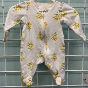 Size 00 Newborn - White/Yellow Floral Sleeper