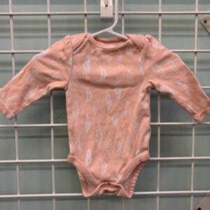Size 00/03 Month - Pink Feather Onesie