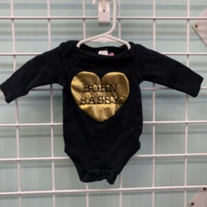 Size 00/03 Month - Black Born Sassy Onesie
