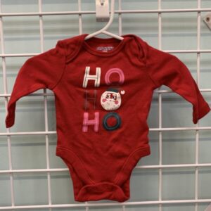 Size 00/03 Month - Red Ho Ho Ho Christmas Onesie