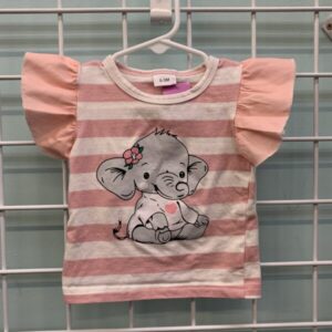 Size 00/03 Month - Pink/White Elephant Shirt