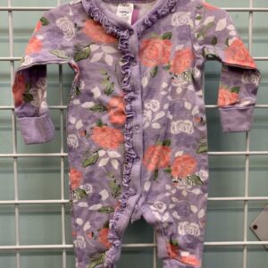 Size 00/03 Month - Purple Floral Organic Romper