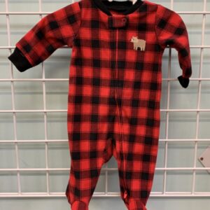 Size 00/03 Month - Red/Black Bear Fleece Sleeper