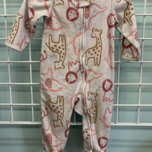 Size 06/09 Month - Grey/Pink Animal Fleece Sleeper