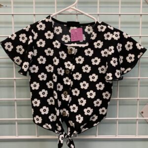 Size 7/8 - Black/White Flower Shirt