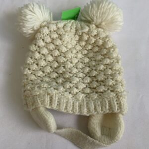 Winter Hat - Infant, Cream Pom Pom