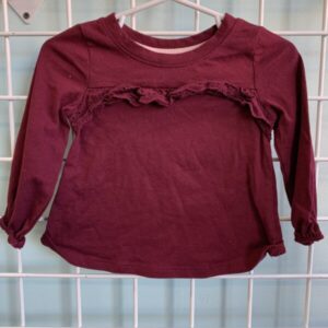 Size 12 Month - Maroon Eyelet Ruffle Shirt