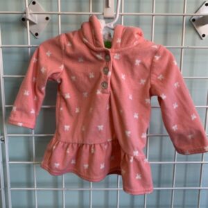 Size 12 Month - Pink/White Bow Fleece Hooded Sweatshirt