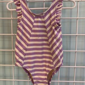 Size 2T - Purple/Cream Stripped Tea Swimsuit