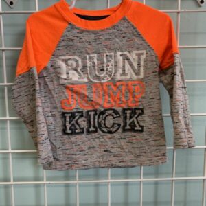 Size 3T - Orange/Grey Run Jump Kick Shirt