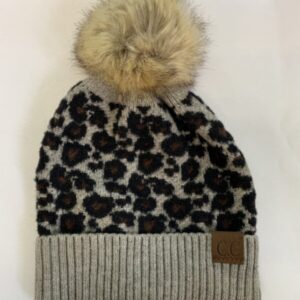 Winter Hat - Youth OS, Grey Cheetah CC