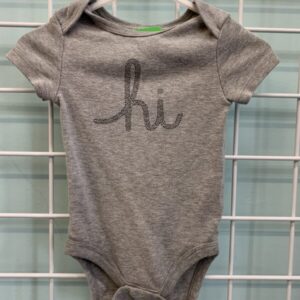 Size 03/06 Month - Grey "Hi" Onesie