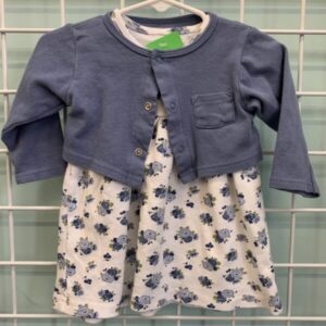 Size 09/12 Month - Blue/White Floral Dress & Jacket