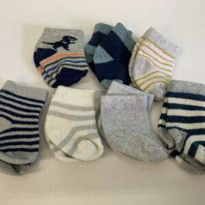 Socks - Infant - 03/06 Month, Grey/Blue/White 7 Pack