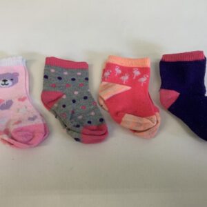 Socks - Infant - 12/24 Month, Purple/Grey/Pink 4 Pack