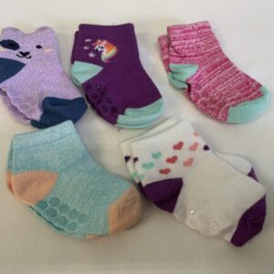 Socks - Infant - 12/24 Month, Purple/Peach/White/Pink 5 Pack
