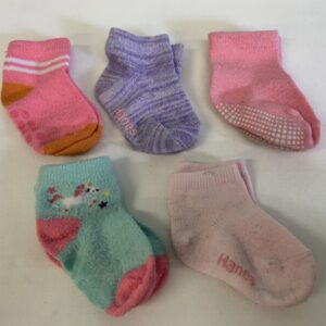 Socks - Infant - 12/24 Month, Purple/Blue/Pink 5 Pack