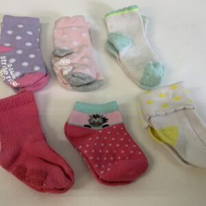 Socks - Infant - 12/24 Month, PinkWhite/Purple/Blue 6 Pack