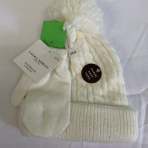 Winter Hat - Toddler 2/3, Cream Laura Ashley with Mittens (New)