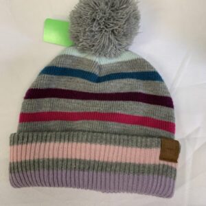 Winter Hat - Youth OSFM, Grey/Pink Stripe