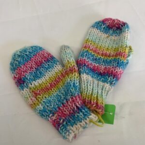 Gear: Youth, Pink/Blue/White Crocheted Mitten