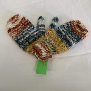 Gear: Youth, Brown/Blue/White Crocheted Mitten