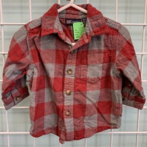 Size 12 Month - Red/Grey Flannel Shirt