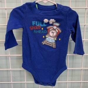 Size 12 Month - Blue Full Speed Ahead Onesie