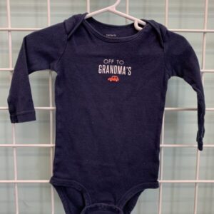Size 12 Month - Blue Off to Grandma's Onesie
