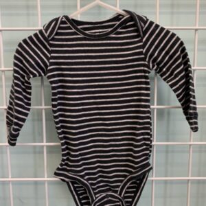 Size 12 Month - Black/Grey Stripe Onesie