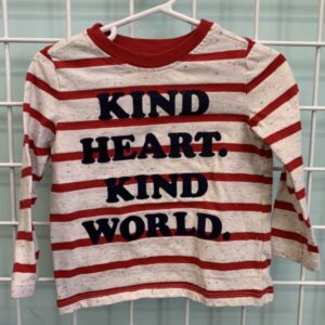 Size 2T - Red/Cream Kind Heart Kind World Shirt