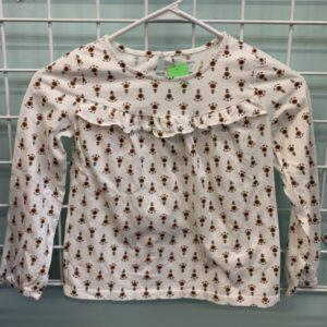 Size 7 - White/Brown Floral Shirt