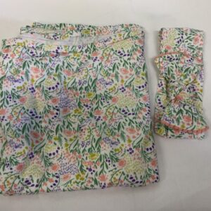 Blanket: White/Pink Floral Blanket & Head Wrap Set
