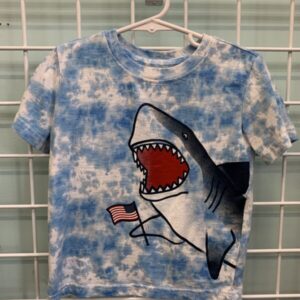 Size 3T - Blue/White Flag Shark Shirt
