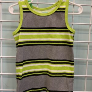 Size 3T - Grey/Green Stripe Tank Top