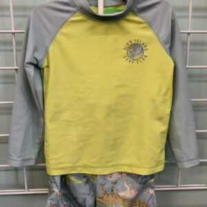 Size 3T - Blue/Yellow Dinosaur Swim Trunk Set